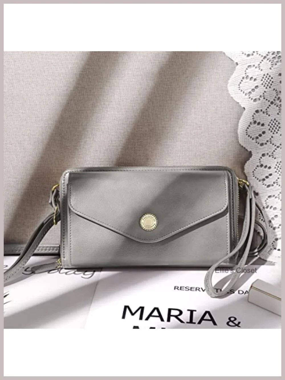 Vegan Leather Crossbody Wristlet Wallet RFID Blocking with Phone Pocket